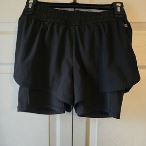 DSG Black Layered  Shorts with Built-In Liner